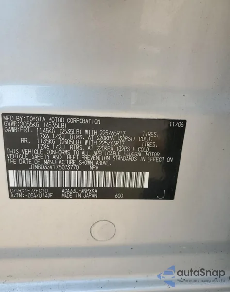 2007 Toyota Rav4 z USA, uszkodzony, nr VIN JTMBD33V175073770